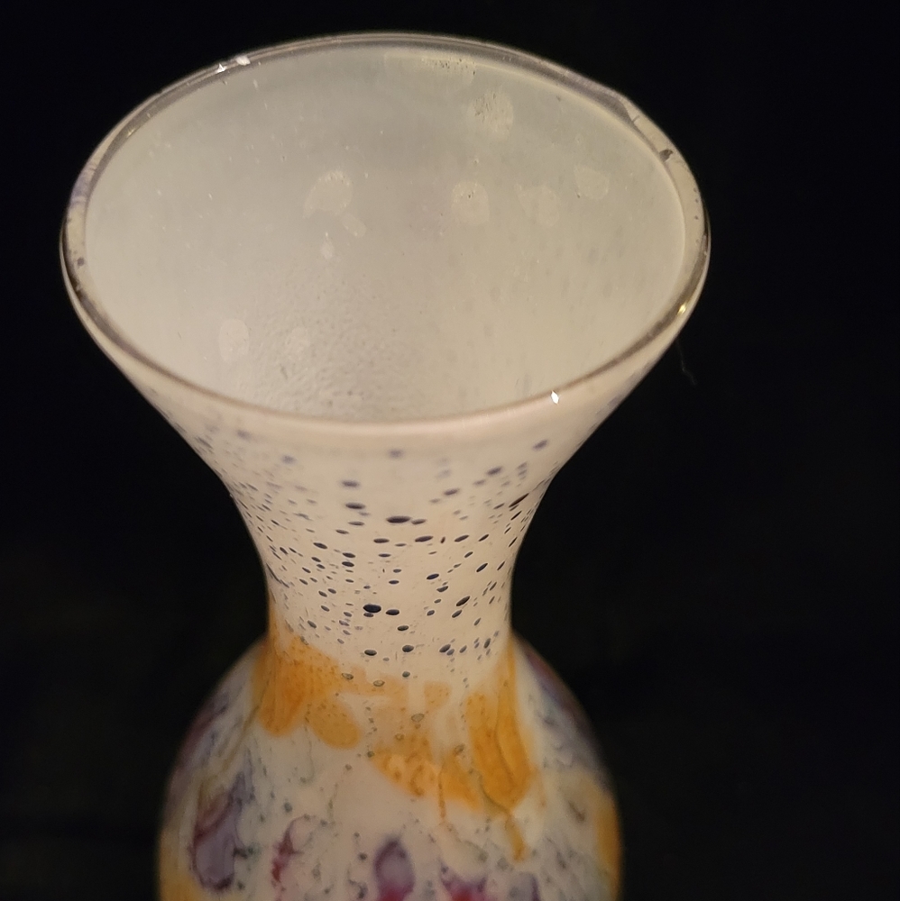 ART GLASS VINTAGE VASE. Handpainted in Israel. - Picture 3 of 5